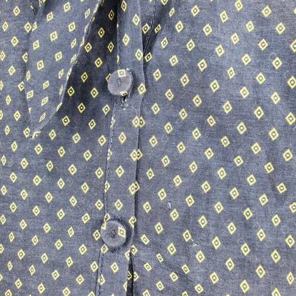 Gap Women's Blue Blouse Top Ikat Sleeveless Cotton Silk Button Size XS - Picture 4 of 10